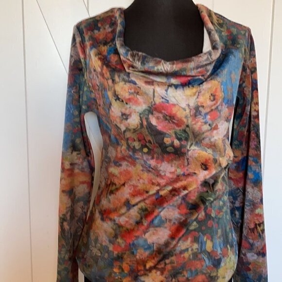 𝅺SMASH velvet floral abstract body suit fall winter colors sz m - Picture 8 of 12